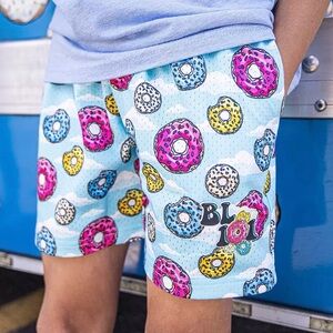Blue Donut Print Athletic Shorts